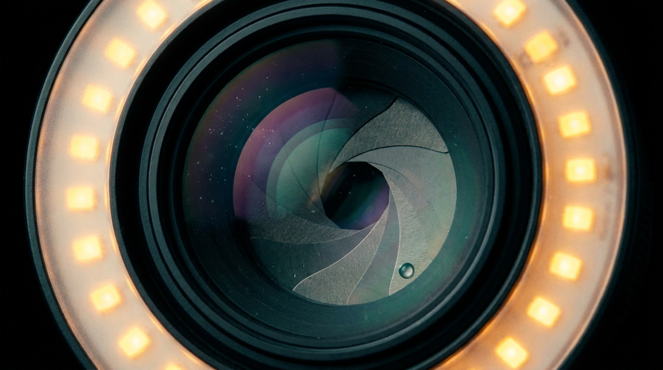 The lens iris inside the LED ring